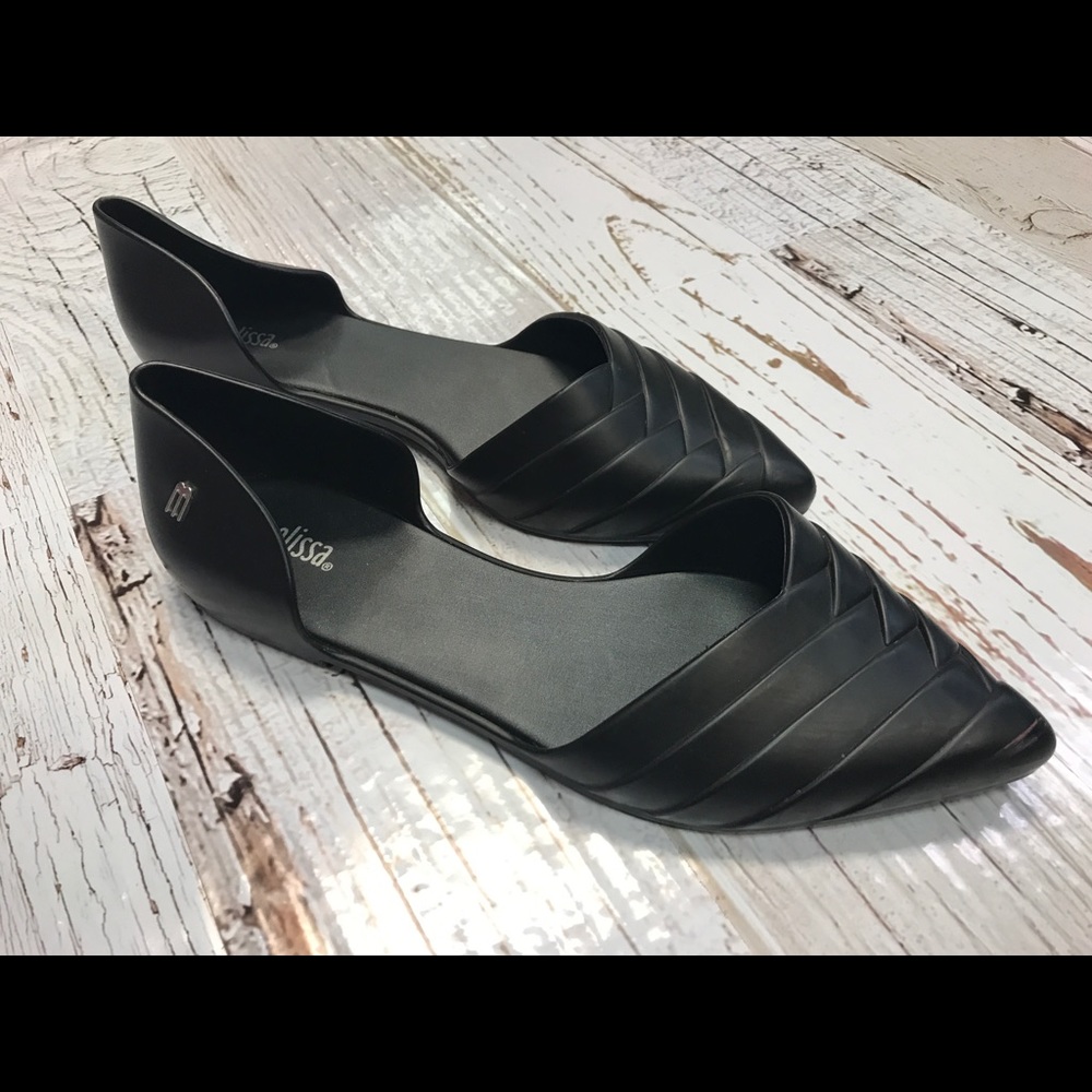 Melissa Black Petal Flats Pointed Toe D’orsay